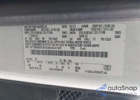 2016 Ford Transit-350 from USA, damaged, VIN 1FTBW2XM3GKA33147